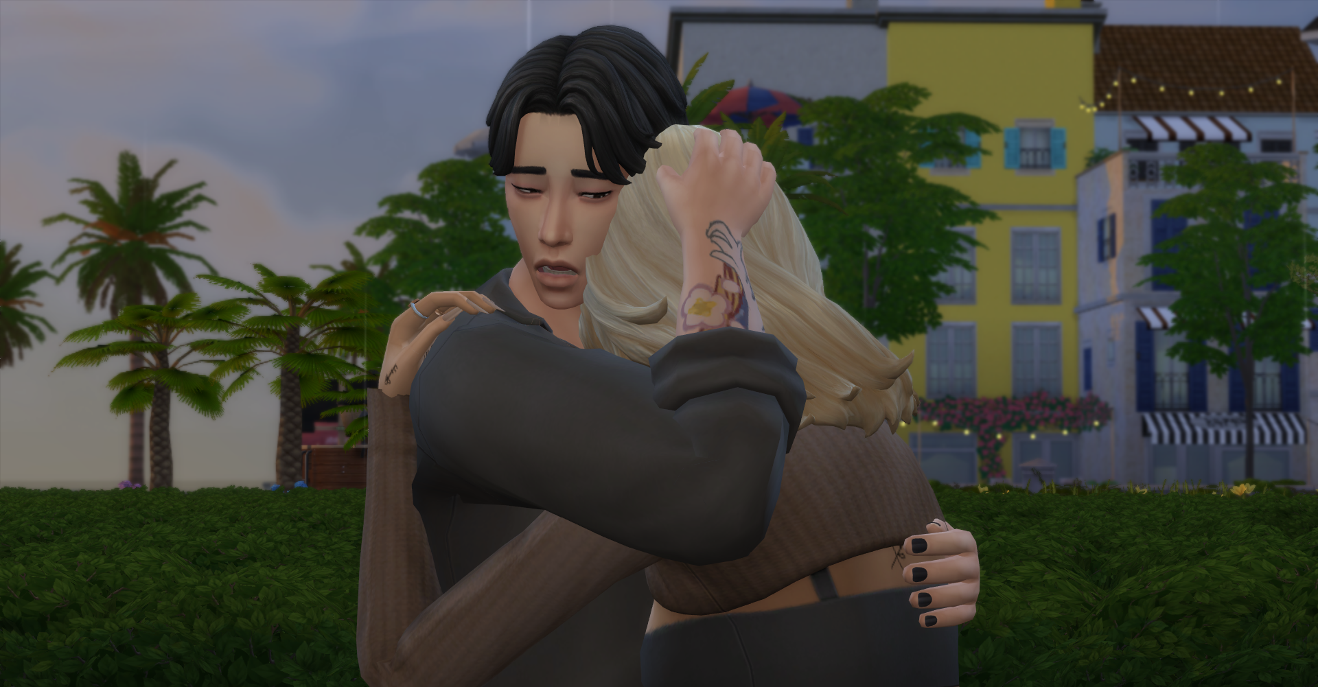 Санні та Іан обіймаються